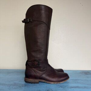 Frye Phillip Riding Boots 76844 Leather Brown Side Zipper Sz 7
